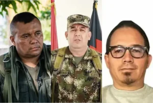 Montaje de Calarcá, general Huertas y Wilmar Mejía en caso de nexos entre disidencias y altos funcionarios.