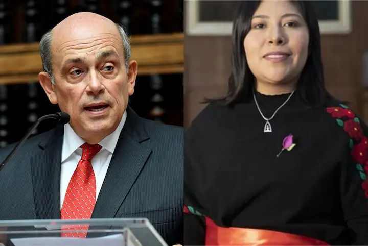 Montaje con el vicecanciller peruano Hugo de Zela y la exministra Betssy Chávez, tras el anuncio de la ruptura diplomática entre Perú y México.